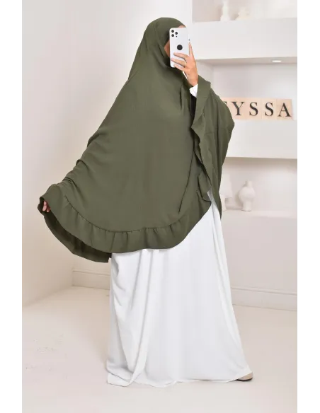 Khimar long Jazz avec volants, style indonésien, coupe légiférée
