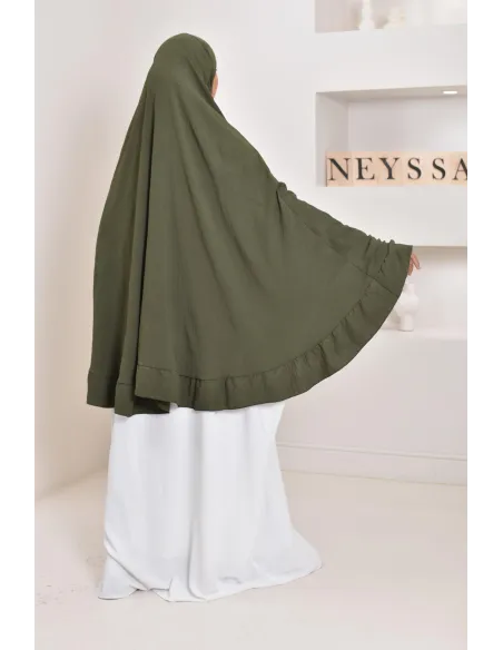 Khimar long Jazz avec volants, style indonésien, coupe légiférée