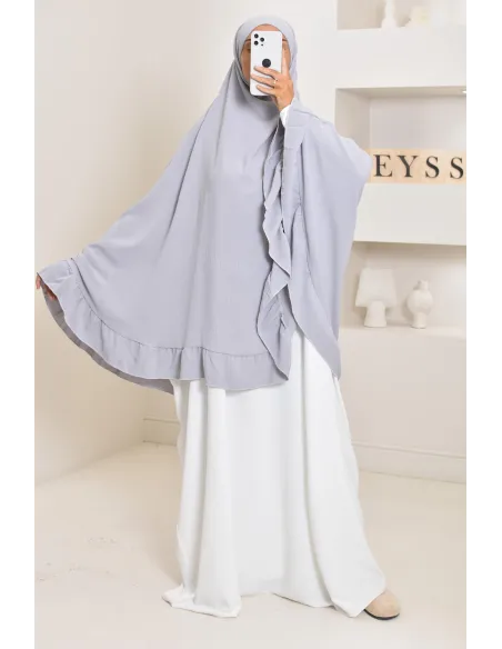 Khimar long Jazz avec volants, style indonésien, coupe légiférée