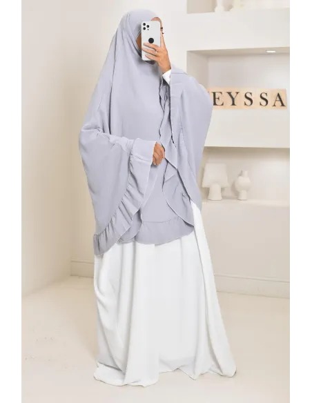Khimar long Jazz avec volants, style indonésien, coupe légiférée