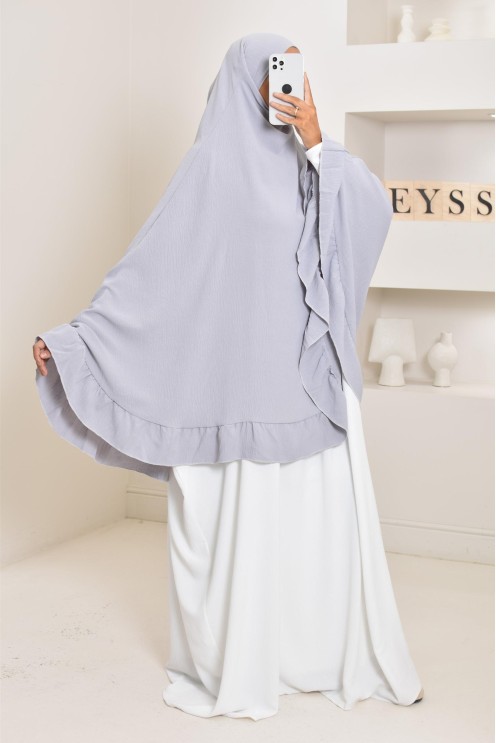 Khimar long Jazz avec volants, style indonésien, coupe légiférée