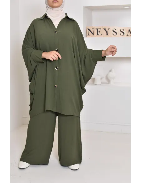 Ensemble 2 pièces : tuniques manches papillon et palazzo, tenue hyper fluide