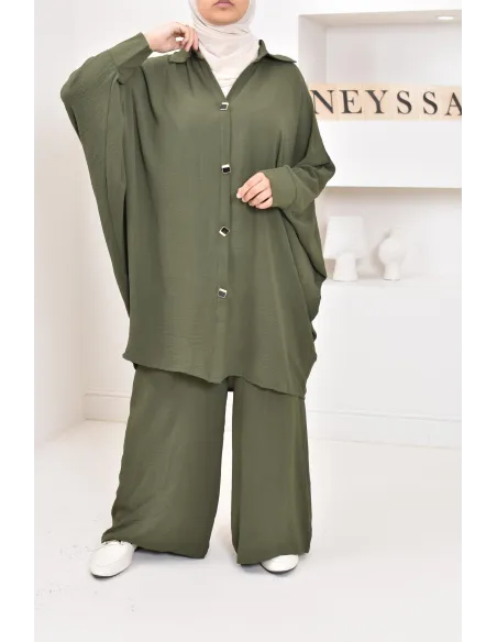 Ensemble 2 pièces : tuniques manches papillon et palazzo, tenue hyper fluide