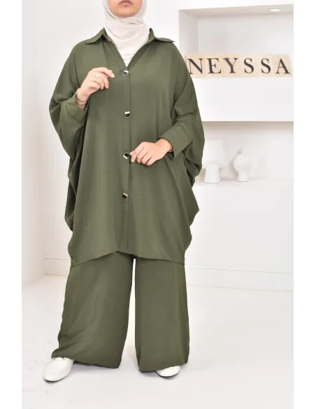 Ensemble 2 pièces : tuniques manches papillon et palazzo, tenue hyper fluide