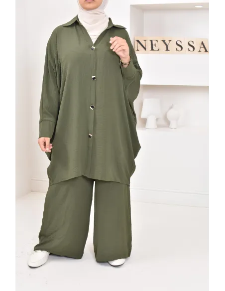 Ensemble 2 pièces : tuniques manches papillon et palazzo, tenue hyper fluide