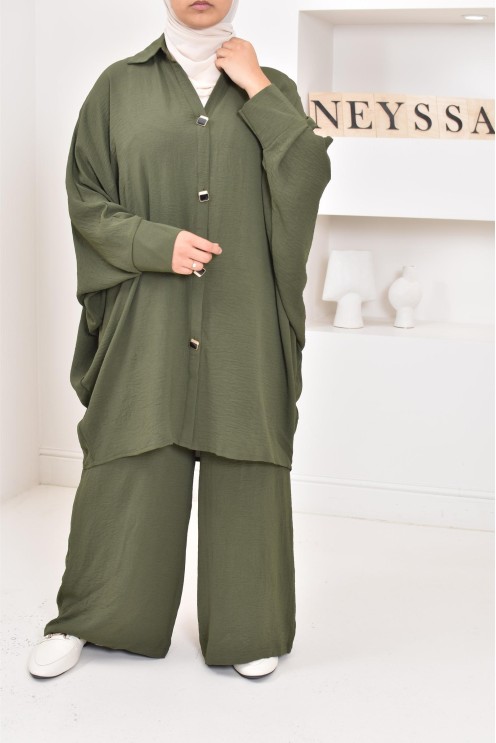 Ensemble 2 pièces : tuniques manches papillon et palazzo, tenue hyper fluide