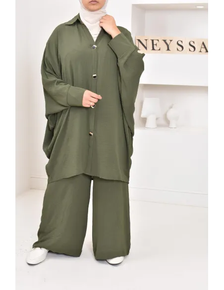 Ensemble 2 pièces : tuniques manches papillon et palazzo, tenue hyper fluide