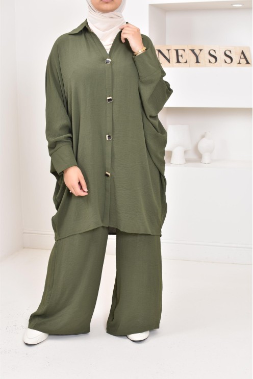 Ensemble 2 pièces : tuniques manches papillon et palazzo, tenue hyper fluide