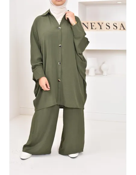 Ensemble 2 pièces : tuniques manches papillon et palazzo, tenue hyper fluide