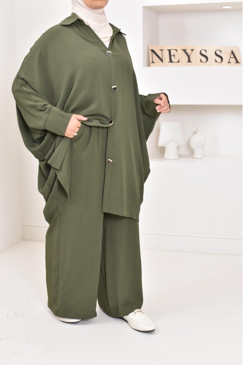 Ensemble 2 pièces : tuniques manches papillon et palazzo, tenue hyper fluide