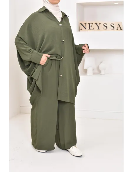 Ensemble 2 pièces : tuniques manches papillon et palazzo, tenue hyper fluide