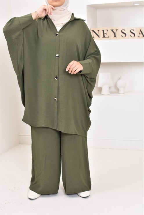 Ensemble 2 pièces : tuniques manches papillon et palazzo, tenue hyper fluide