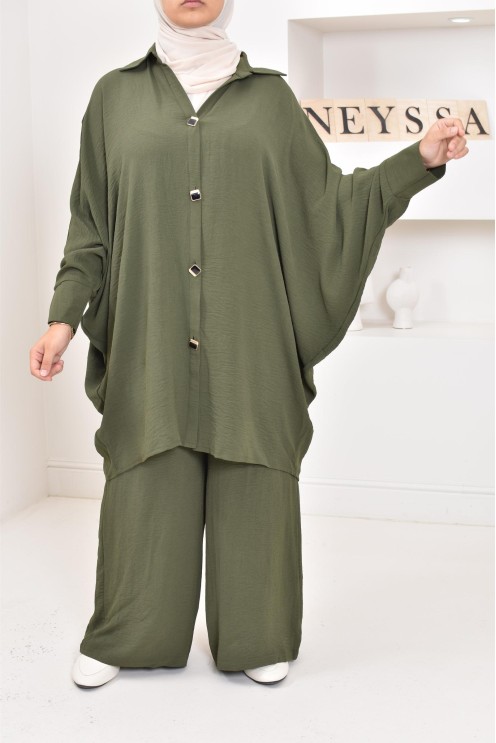 Ensemble 2 pièces : tuniques manches papillon et palazzo, tenue hyper fluide