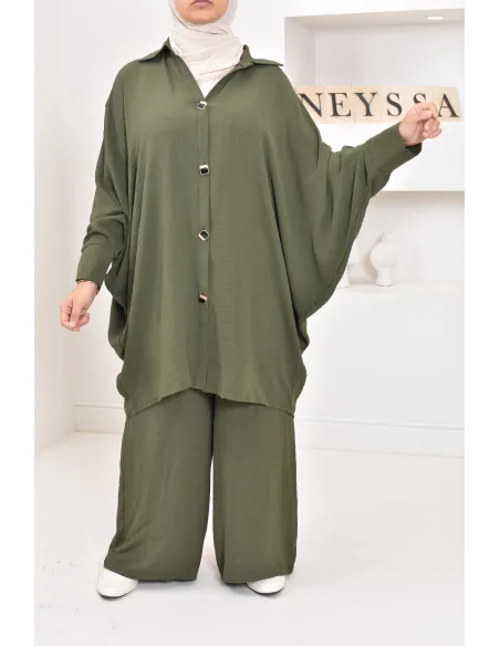 Ensemble 2 pièces : tuniques manches papillon et palazzo, tenue hyper fluide