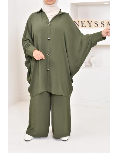 Ensemble 2 pièces : tuniques manches papillon et palazzo, tenue hyper fluide