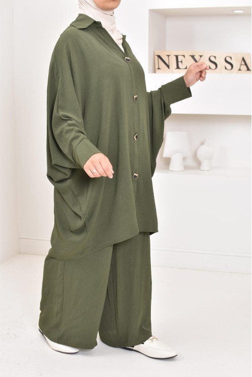 Ensemble 2 pièces : tuniques manches papillon et palazzo, tenue hyper fluide