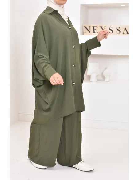 Ensemble 2 pièces : tuniques manches papillon et palazzo, tenue hyper fluide