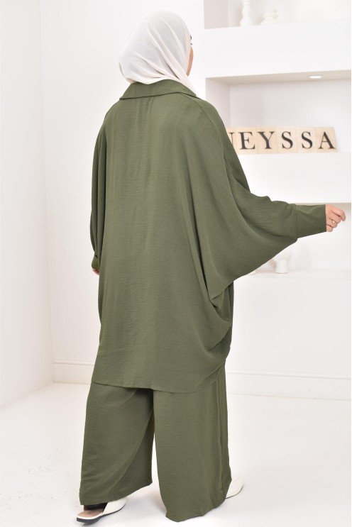Ensemble 2 pièces : tuniques manches papillon et palazzo, tenue hyper fluide