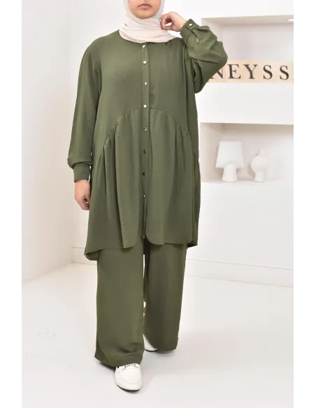 ensemble tunique chemise avec pantalon en jazz, coupe ample et moderne