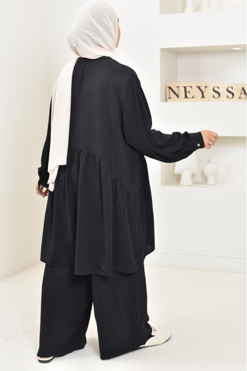 ensemble tunique chemise avec pantalon en jazz, coupe ample et moderne