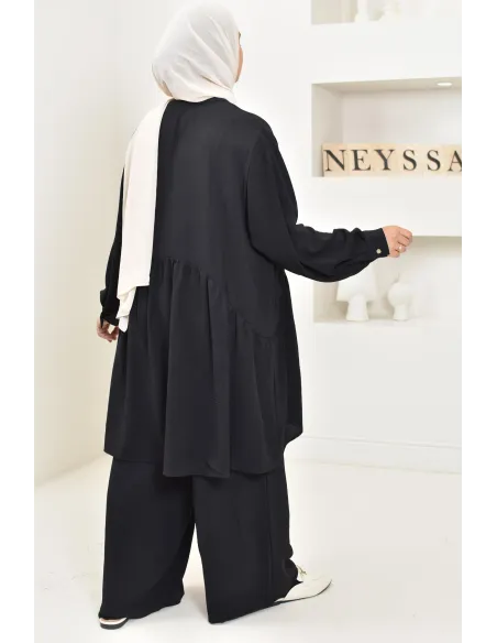 ensemble tunique chemise avec pantalon en jazz, coupe ample et moderne