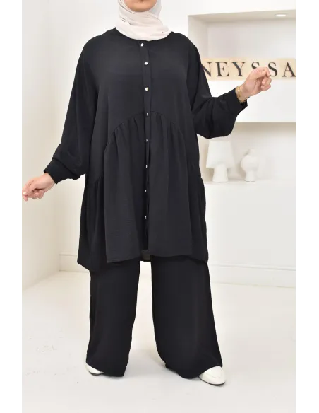ensemble tunique chemise avec pantalon en jazz, coupe ample et moderne