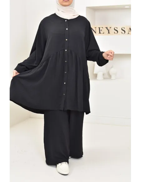 ensemble tunique chemise avec pantalon en jazz, coupe ample et moderne