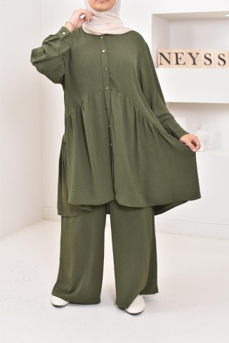 ensemble tunique chemise avec pantalon en jazz, coupe ample et moderne