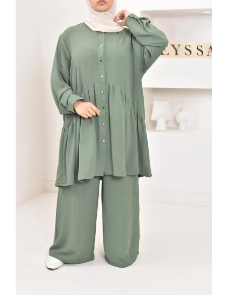 ensemble tunique chemise avec pantalon en jazz, coupe ample et moderne
