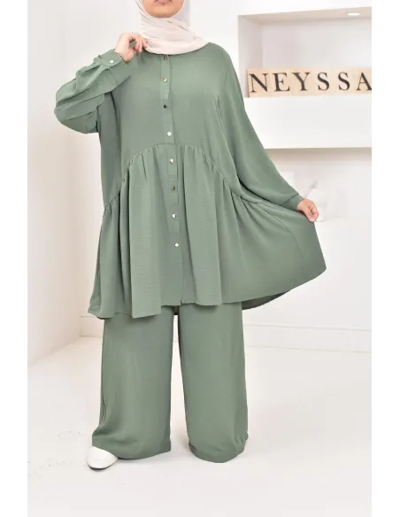 ensemble tunique chemise avec pantalon en jazz, coupe ample et moderne