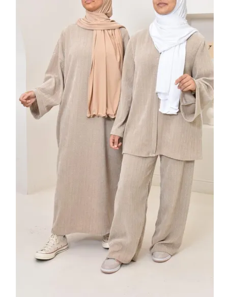 Ensemble 2 pièces velours côtelé à motifs, look hijabi, modest fashion