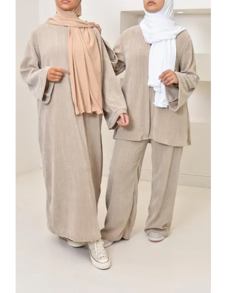 Ensemble 2 pièces velours côtelé à motifs, look hijabi, modest fashion