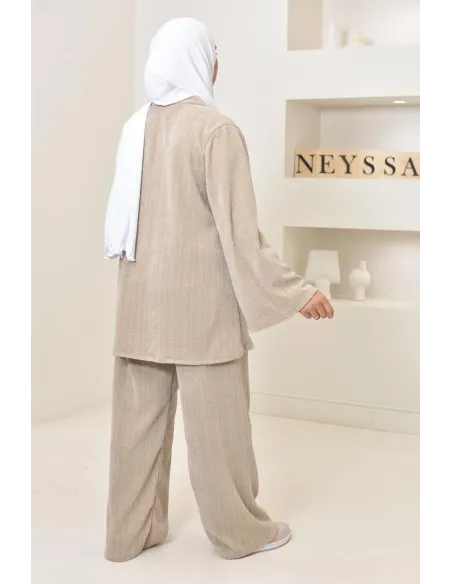 Ensemble 2 pièces velours côtelé à motifs, look hijabi, modest fashion