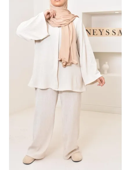 Ensemble 2 pièces velours côtelé à motifs, look hijabi, modest fashion