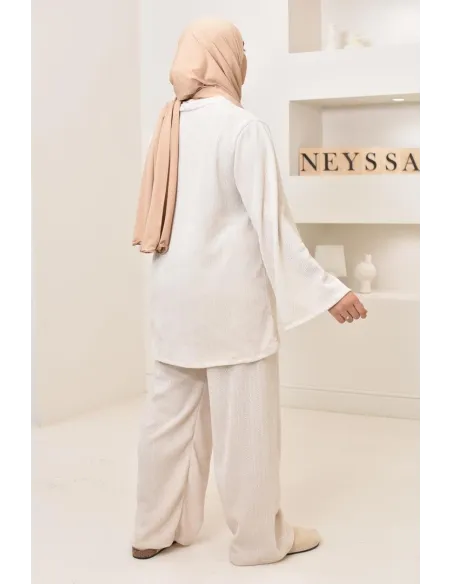 Ensemble 2 pièces velours côtelé à motifs, look hijabi, modest fashion