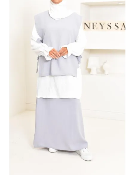 3-piece modest fashion set, tunic, long skirt, ideal for hijabi