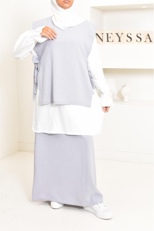 3-piece modest fashion set, tunic, long skirt, ideal for hijabi