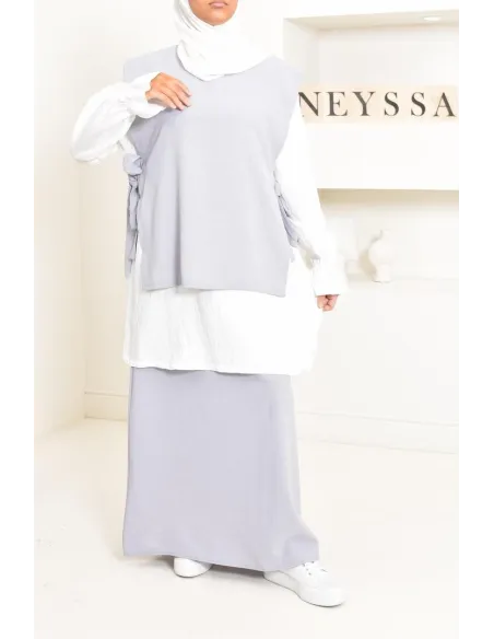 3-piece modest fashion set, tunic, long skirt, ideal for hijabi