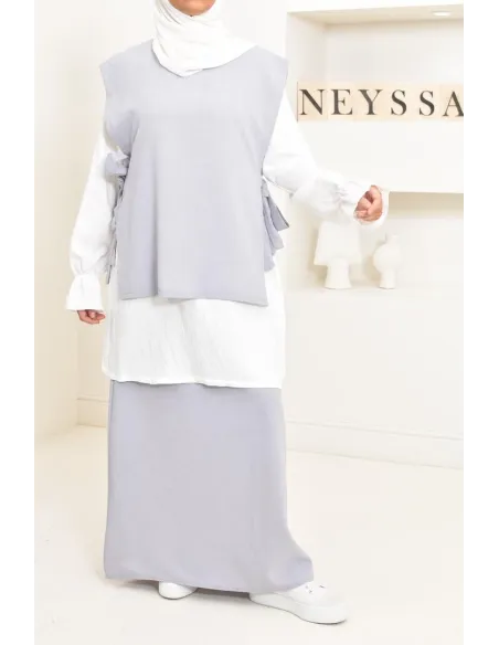 3-piece modest fashion set, tunic, long skirt, ideal for hijabi