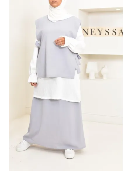3-piece modest fashion set, tunic, long skirt, ideal for hijabi
