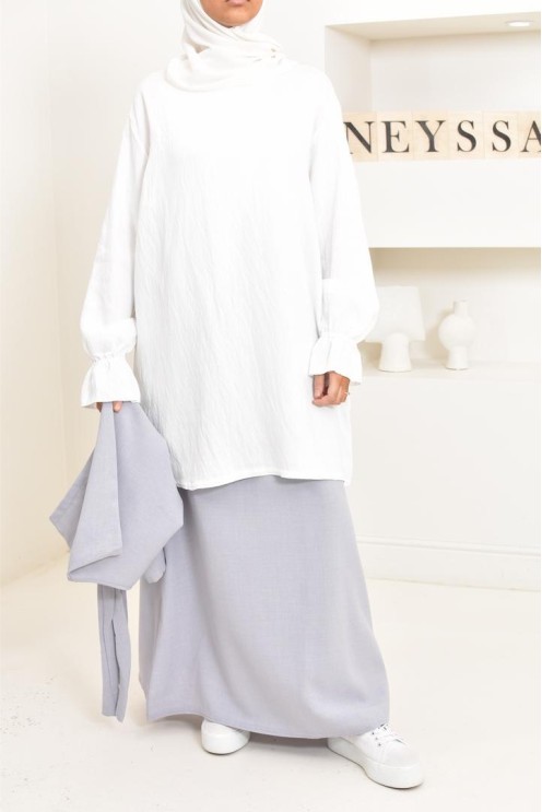 3-piece modest fashion set, tunic, long skirt, ideal for hijabi
