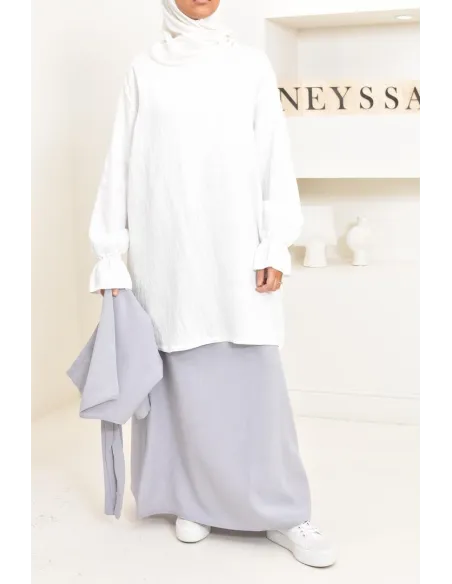 3-piece modest fashion set, tunic, long skirt, ideal for hijabi