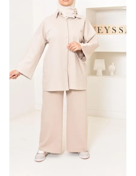 Ensemble chemise avec pantalon tissu  haute qualité, outfit hijabi
