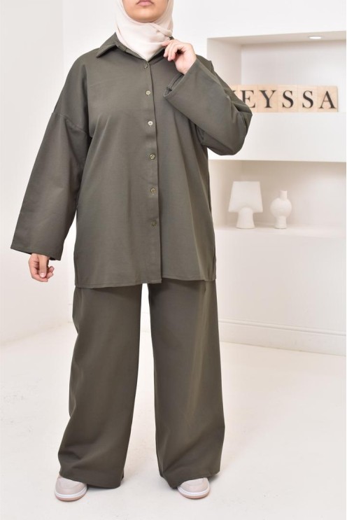 Ensemble chemise avec pantalon tissu  haute qualité, outfit hijabi