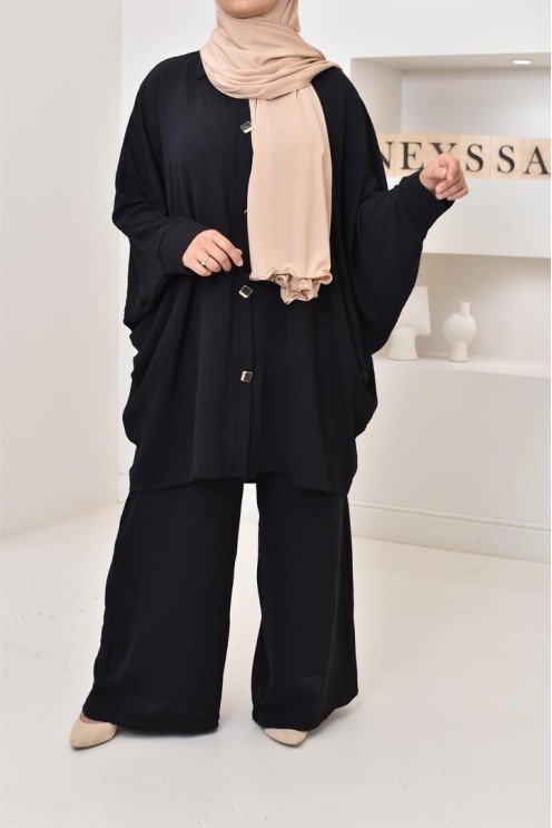 Ensemble 2 pièces : tuniques manches papillon et palazzo, tenue hyper fluide