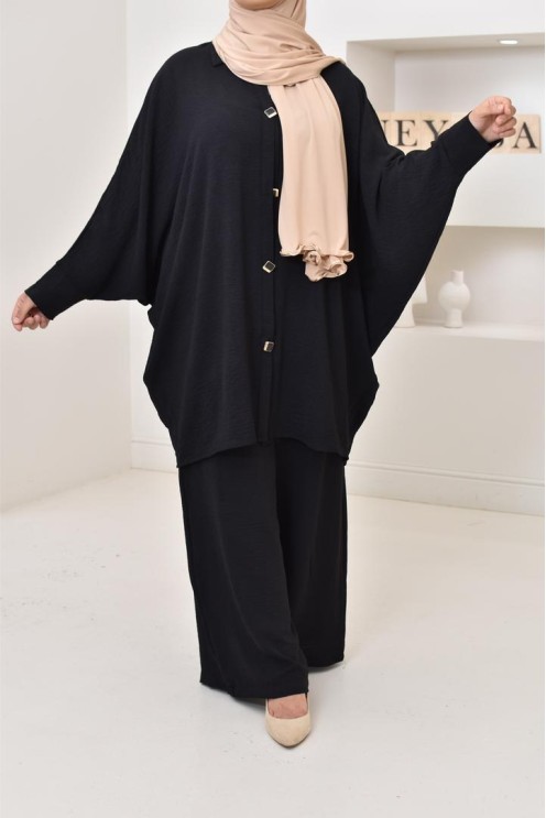 Ensemble 2 pièces : tuniques manches papillon et palazzo, tenue hyper fluide