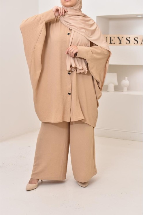 Ensemble 2 pièces : tuniques manches papillon et palazzo, tenue hyper fluide