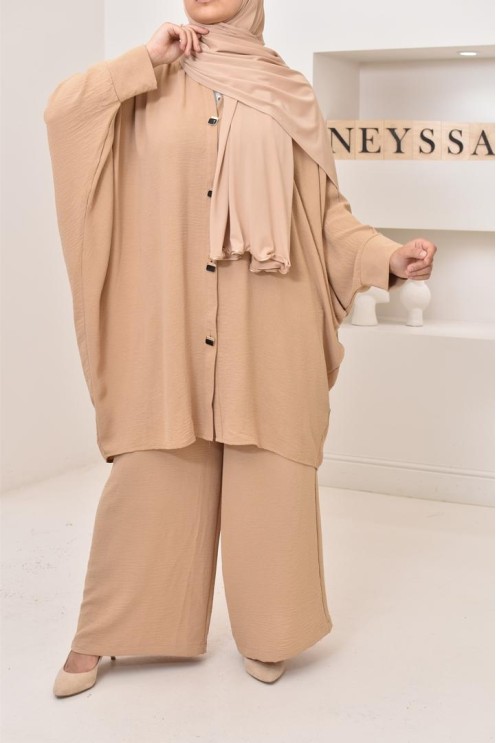 Ensemble 2 pièces : tuniques manches papillon et palazzo, tenue hyper fluide