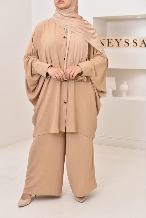 Ensemble 2 pièces : tuniques manches papillon et palazzo, tenue hyper fluide