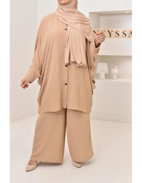 Ensemble 2 pièces : tuniques manches papillon et palazzo, tenue hyper fluide